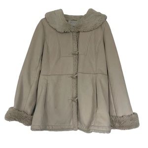 White Stag Faux Fur Lined Beige Jacket L 12/14